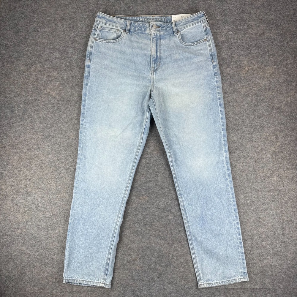 American Eagle Strigid Mom Jean 29" Super High Rise Denim Blue Womens 14 Regular